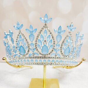 Blue gemstone crown, princess crown, birthday party crown, Victorian crown